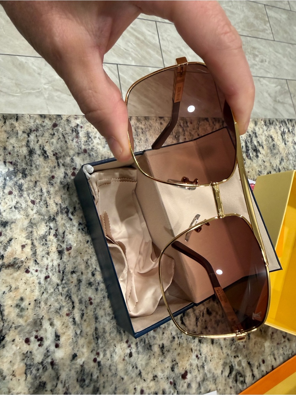 Louis Vuitton Gold Frame Brown Lens Aviator Sunglasses for Men